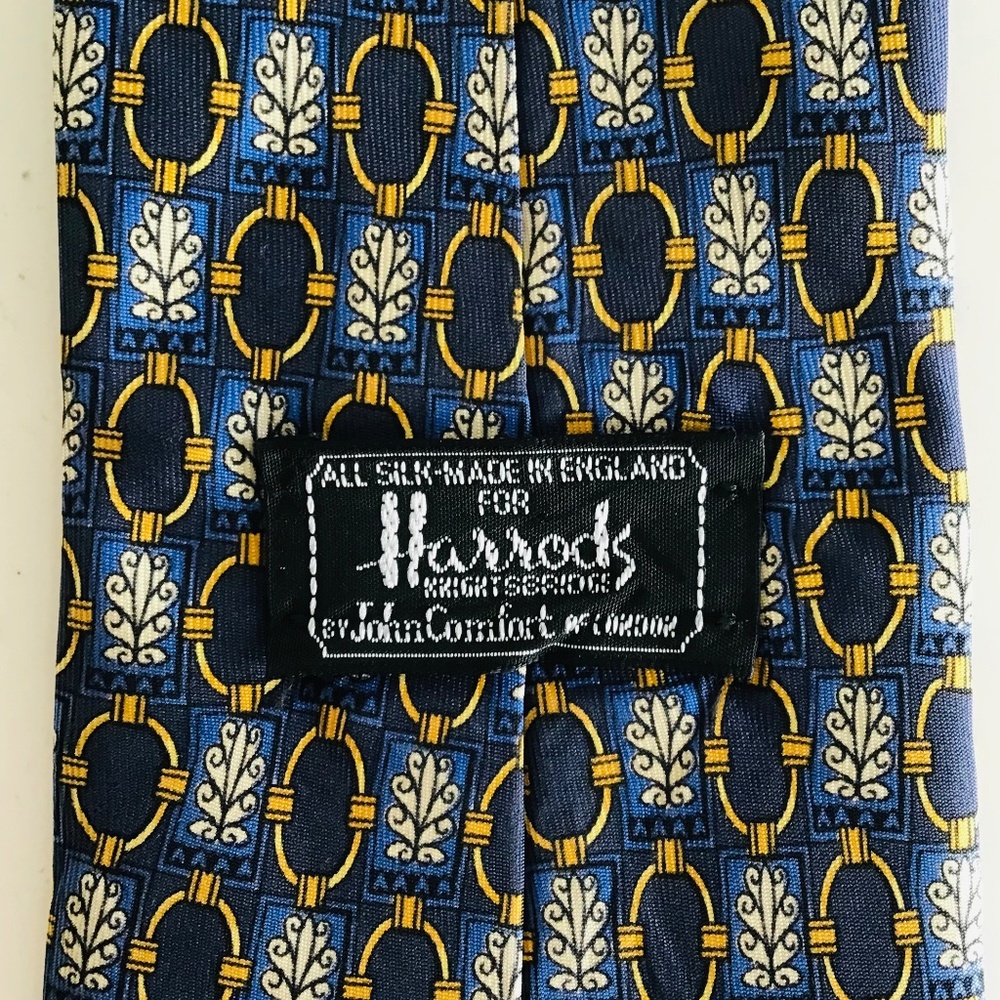 100% silk tie designed by John Comfort for Harrods London - Picture 3 of 3